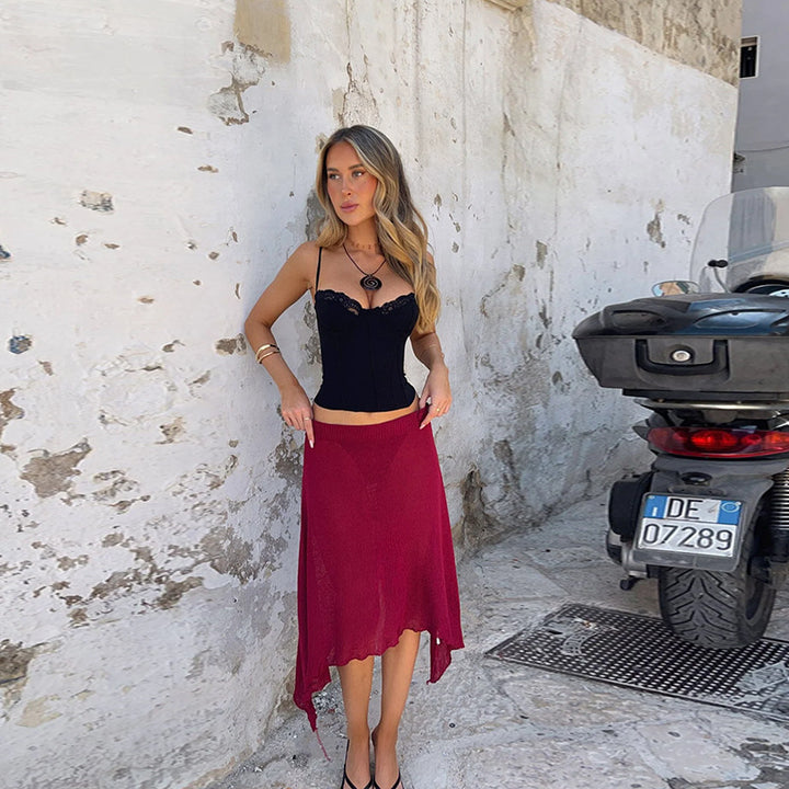 Damen spetss-korsett med justerbare stropper og snøring detaljer Mirla-Eva Jonsson