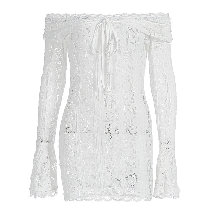 Damen spitzenöverdel med off-shoulder design och långa ärmar Mirla-Eva Jonsson