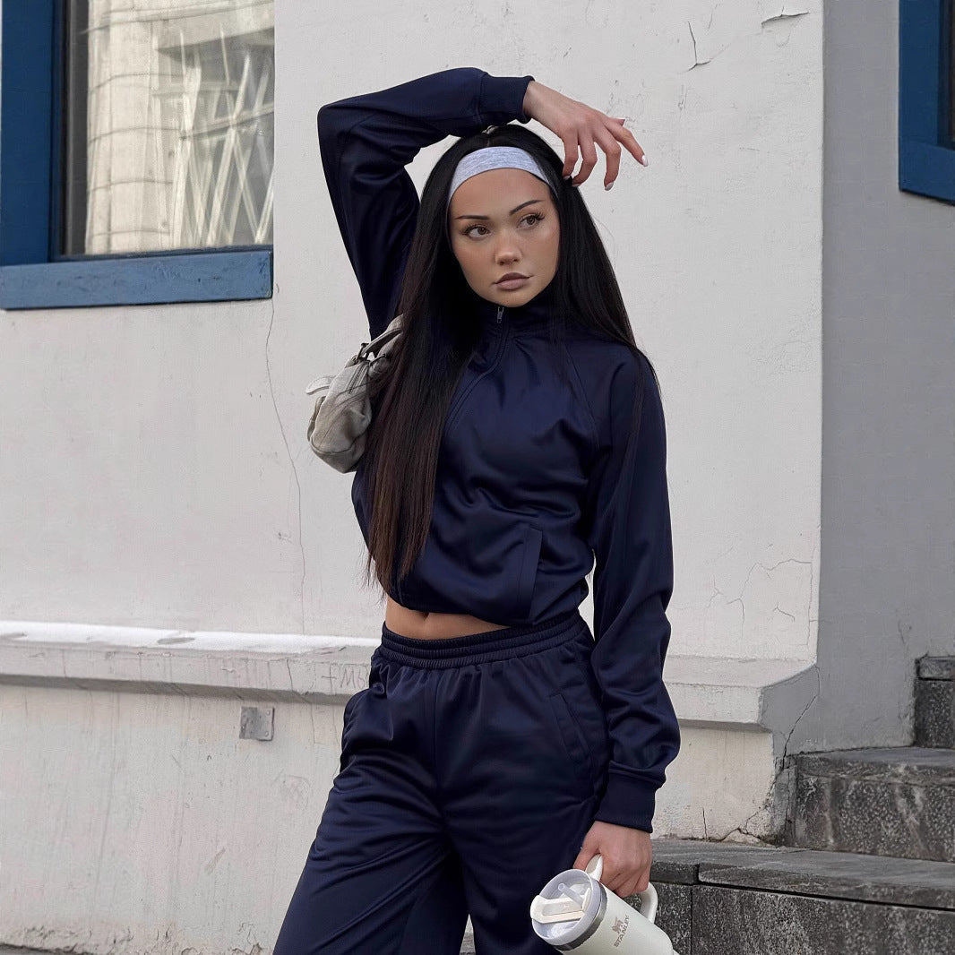 Damen sportig joggingset med hög krage och elastiska manschetter Eva Jonsson-Eva Jonsson