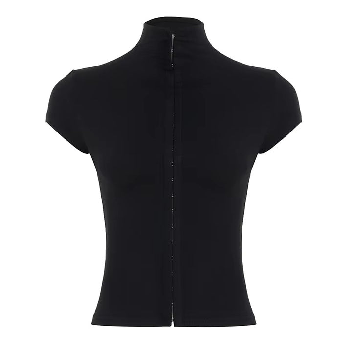Damen sportigt kortärmad T-shirt med hög krage Mirla-Eva Jonsson