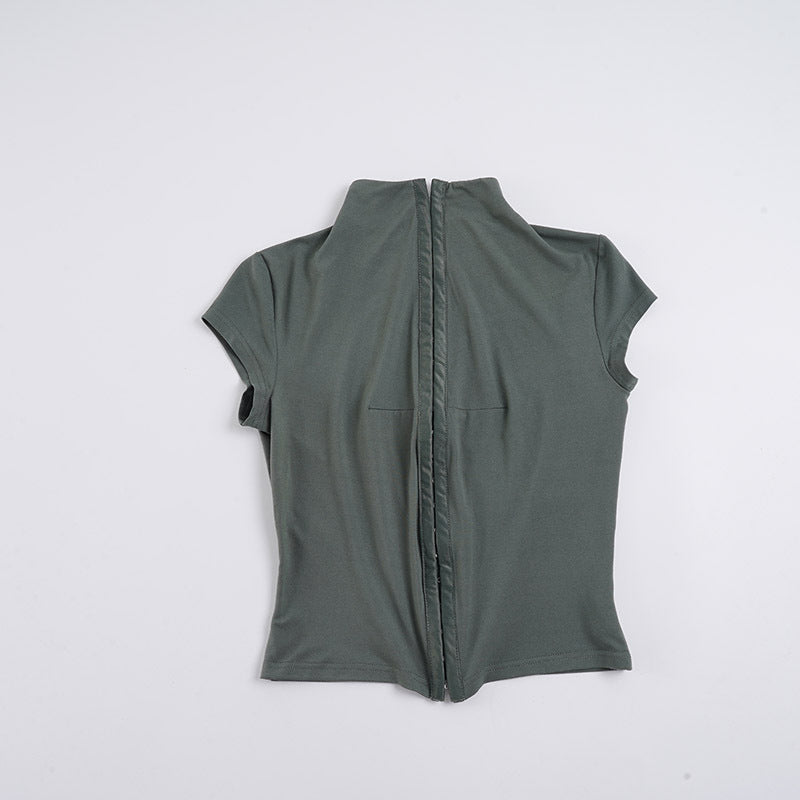 Damen sportigt kortärmad T-shirt med hög krage Mirla-Eva Jonsson