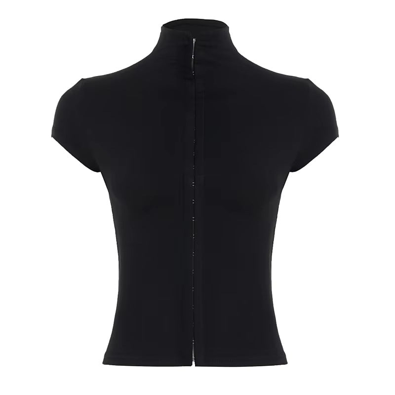 Damen sportigt kortärmad T-shirt med hög krage Mirla-Eva Jonsson