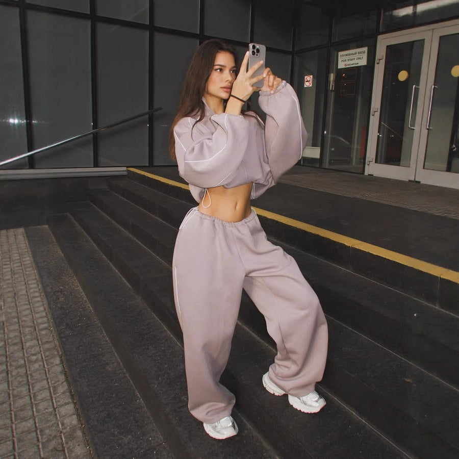 Damen sportigt oversized hoodie-set med hög krage och resår Eva Jonsson-Eva Jonsson