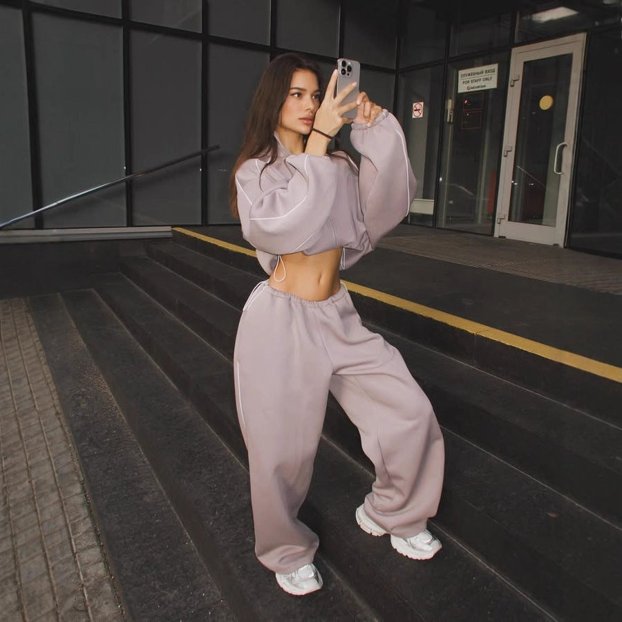 Damen sportigt oversized hoodie-set med hög krage och resår Eva Jonsson-Eva Jonsson