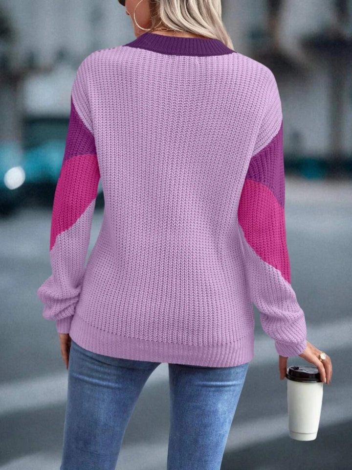 Damen stickad tröja med chevron-mönster och lös passform Mirla-Eva Jonsson