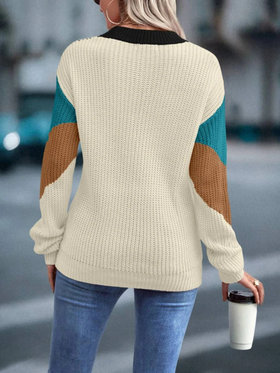 Damen stickad tröja med chevron-mönster och lös passform Mirla-Eva Jonsson