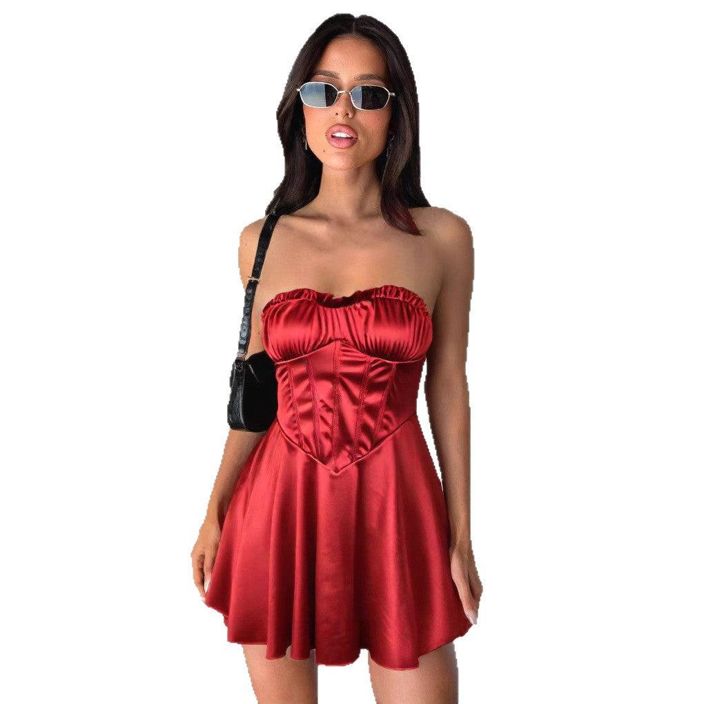 Damen strapless mini dress with gather details and flattering fit Mirla-Eva Jonsson