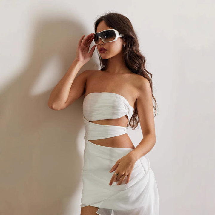 Damen strapless wrap dress with cut details Mirla-Eva Jonsson