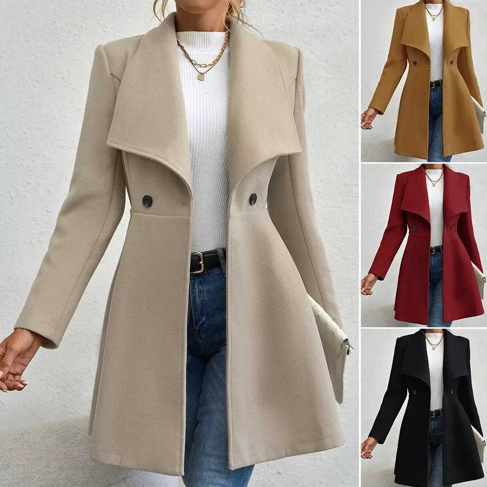 Damen stylish övergångsjacka med bred krage Mirla-Eva Jonsson