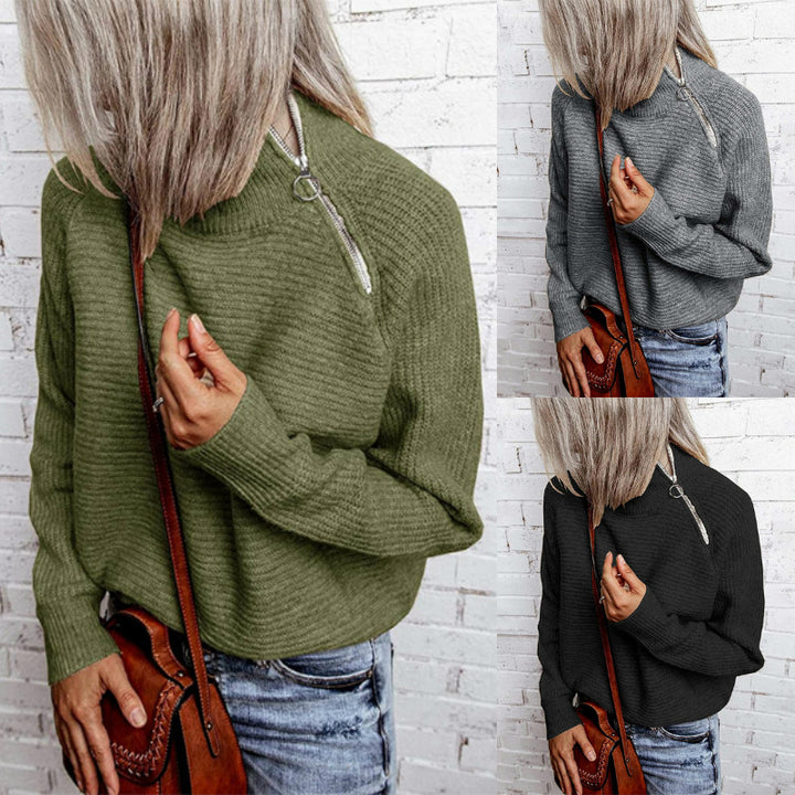 Damen trendiger oversize Pullover mit stylischem Stehkragen und angeschnittenen Ärmeln Mirla-Eva Jonsson