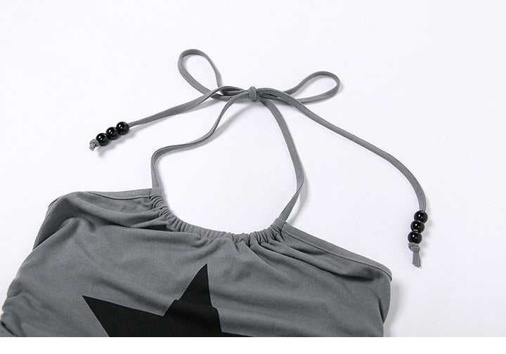 Damen trendigt crop-top med bindeband och stjärnmotiv Mirla-Eva Jonsson