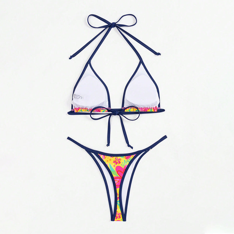 Damen triangel-bikini med färggat blommönster och justerbara band Mirla-Eva Jonsson