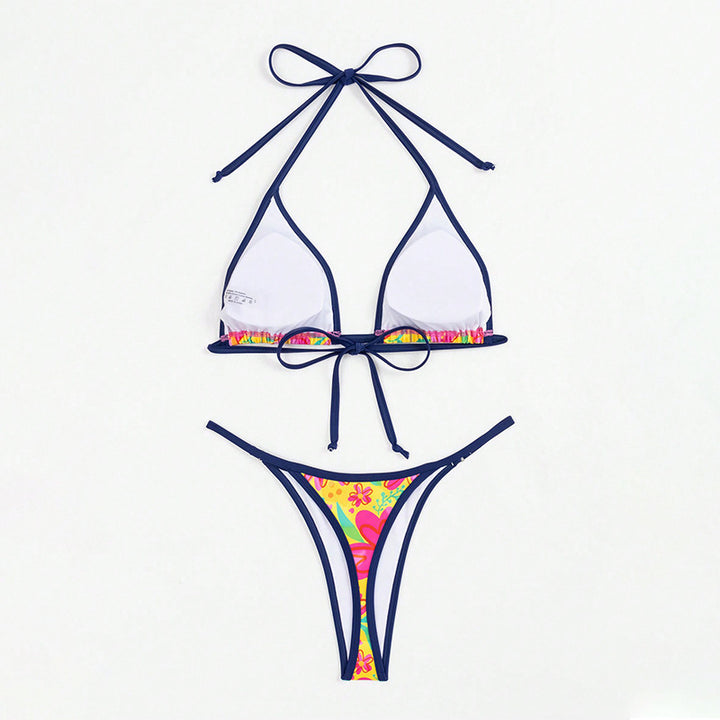 Damen triangel-bikini med färggat blommönster och justerbara band Mirla-Eva Jonsson
