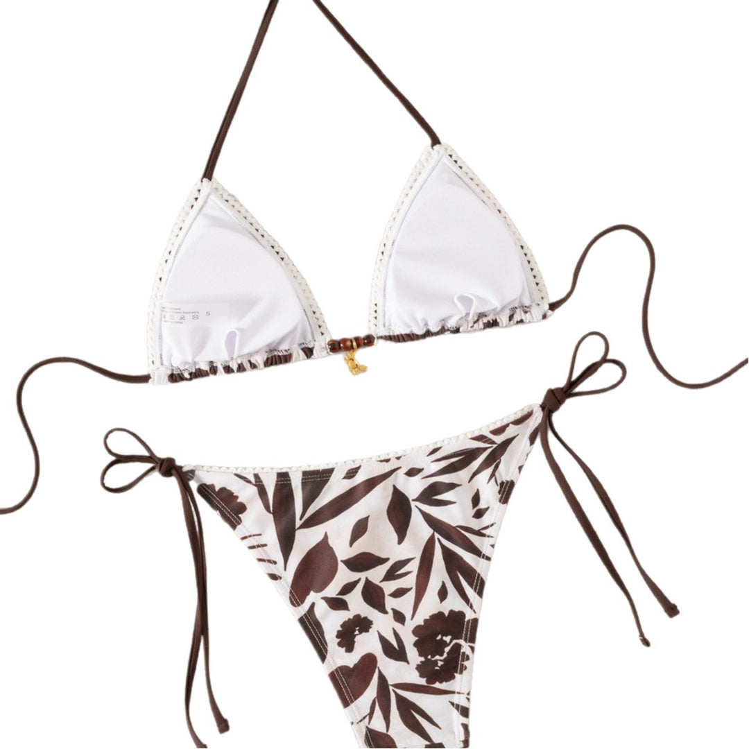 Damen triangel-bikini med florala detaljer och justerbara axelband Mirla-Eva Jonsson