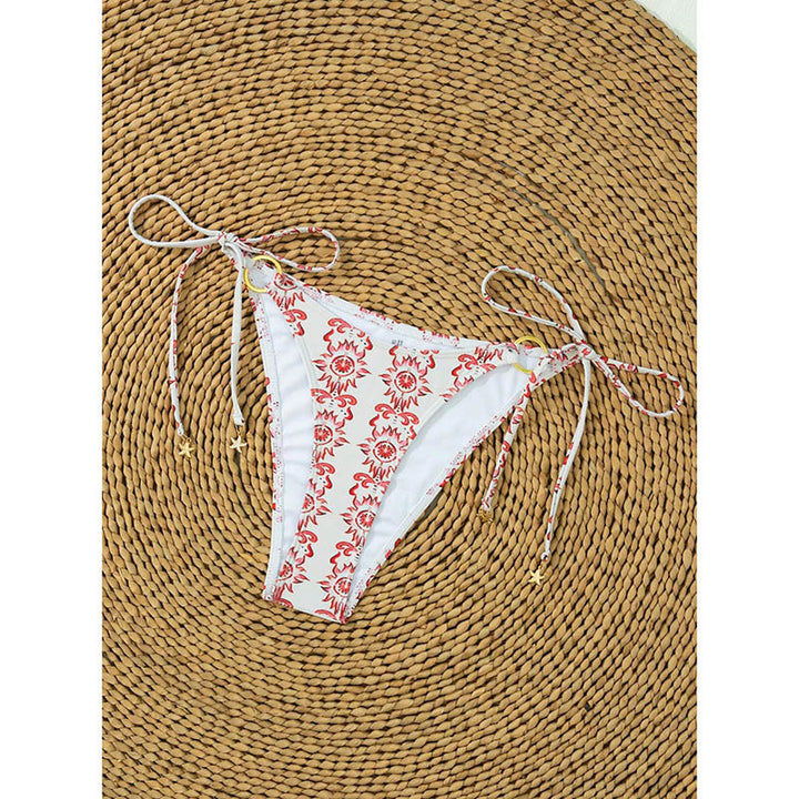 Damen triangel-bikini med guldringdetaljer och sidband-Eva Jonsson