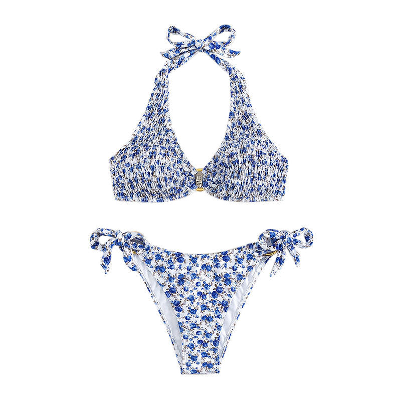 Damen triangel-bikini med lekfulla volangdetaljer och elegant knutdesign Mirla-Eva Jonsson