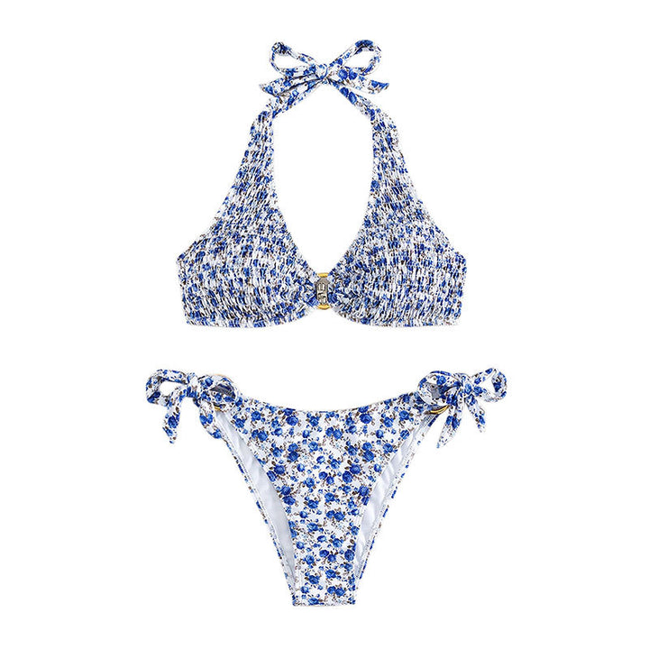 Damen triangel-bikini med lekfulla volangdetaljer och elegant knutdesign Mirla-Eva Jonsson