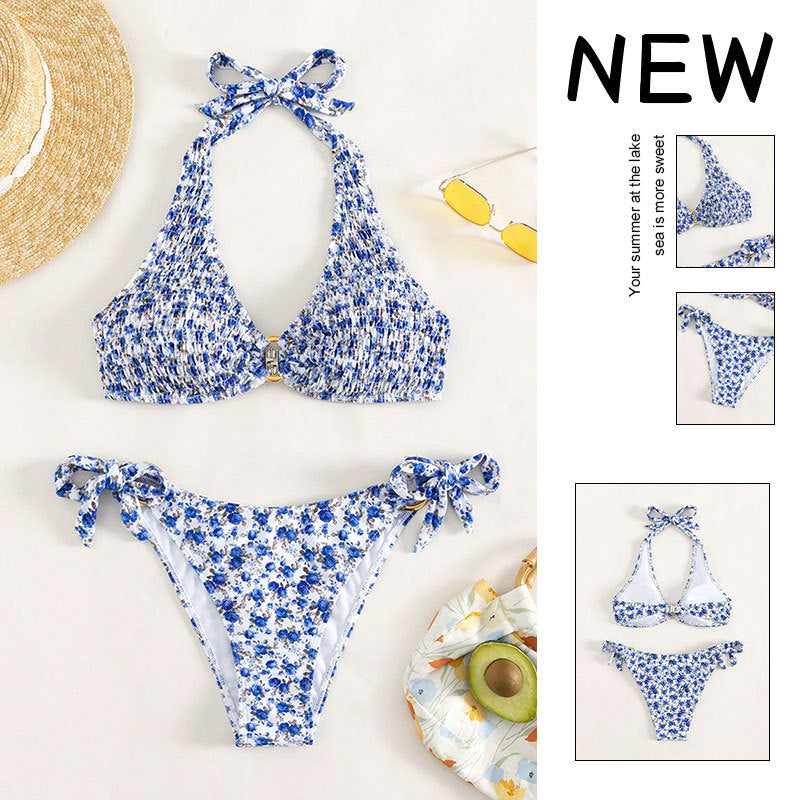 Damen triangel-bikini med lekfulla volangdetaljer och elegant knutdesign Mirla-Eva Jonsson