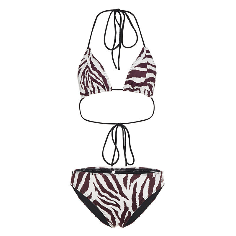 Damen triangel bikini set med stiligt zebramönster och justerbara axelband Mirla-Eva Jonsson