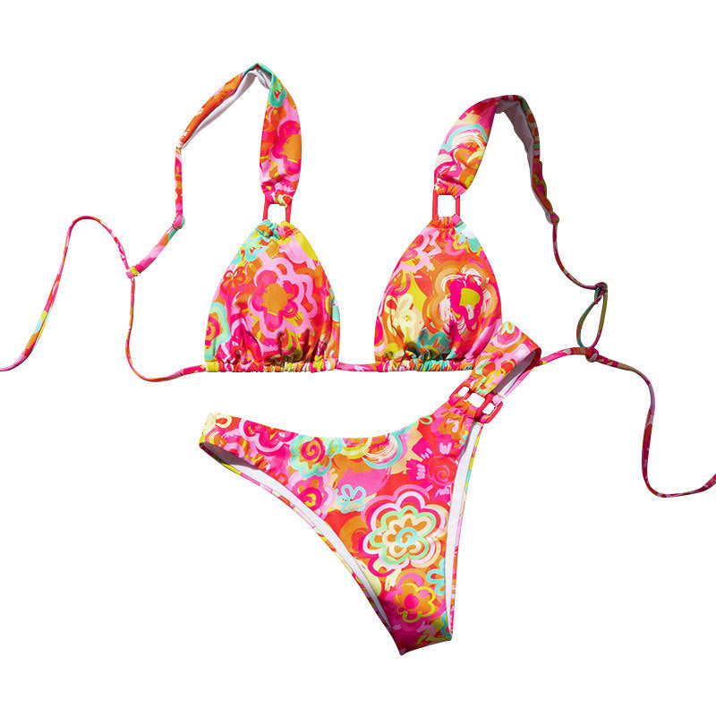 Damen triangulär bikini med justerbara axlar och blommig design Mirla-Eva Jonsson