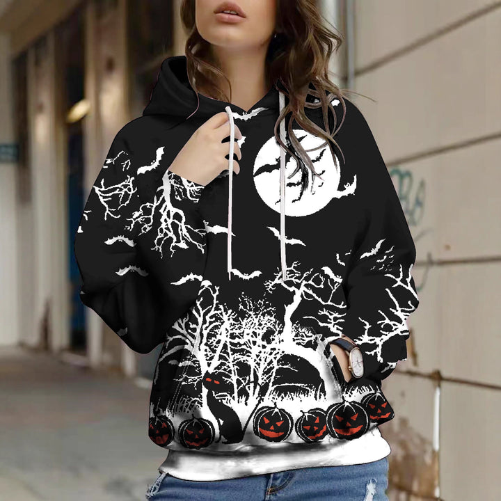 Damen tryckt hoodie med Halloween-motiv Mirla-Eva Jonsson