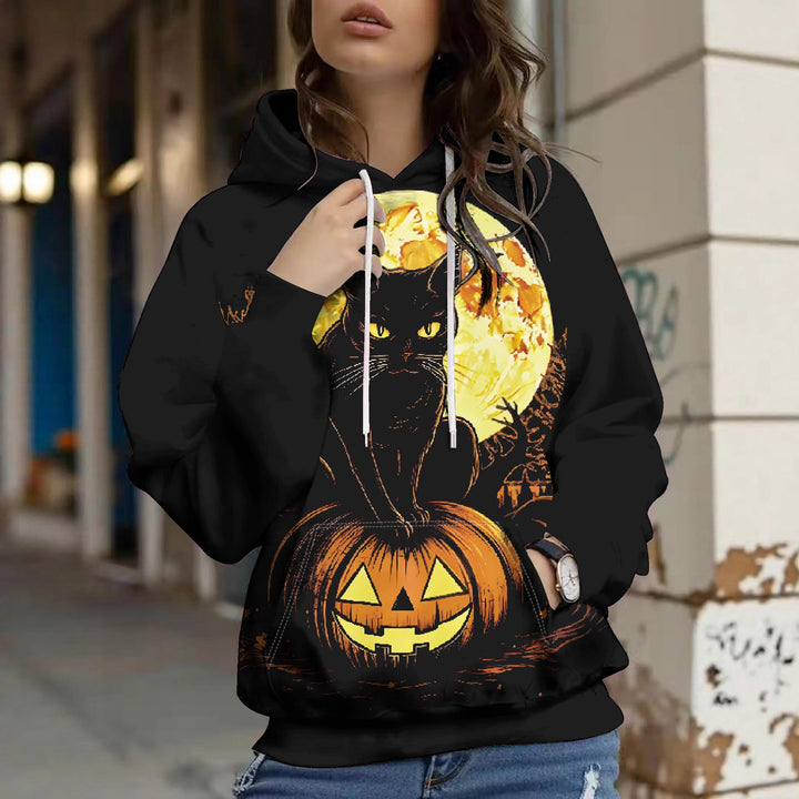 Damen tryckt hoodie med Halloween-motiv Mirla-Eva Jonsson
