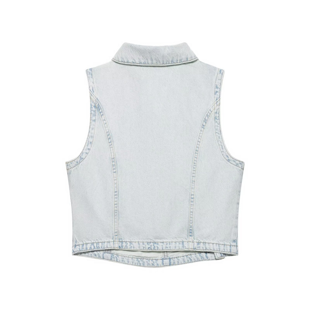 Damen vid Denim-byxor med hög midja och asymmetrisk skärning Mirla-Eva Jonsson