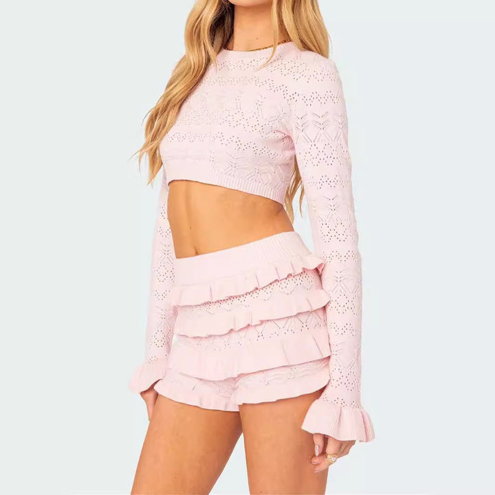 Damen volangshorts med elastisk midja och lager Eva Jonsson-Eva Jonsson
