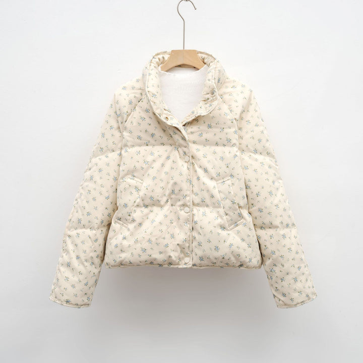 Damen voluminöse Steppjacke mit floralem Design und praktischen Taschen Mirla-Eva Jonsson