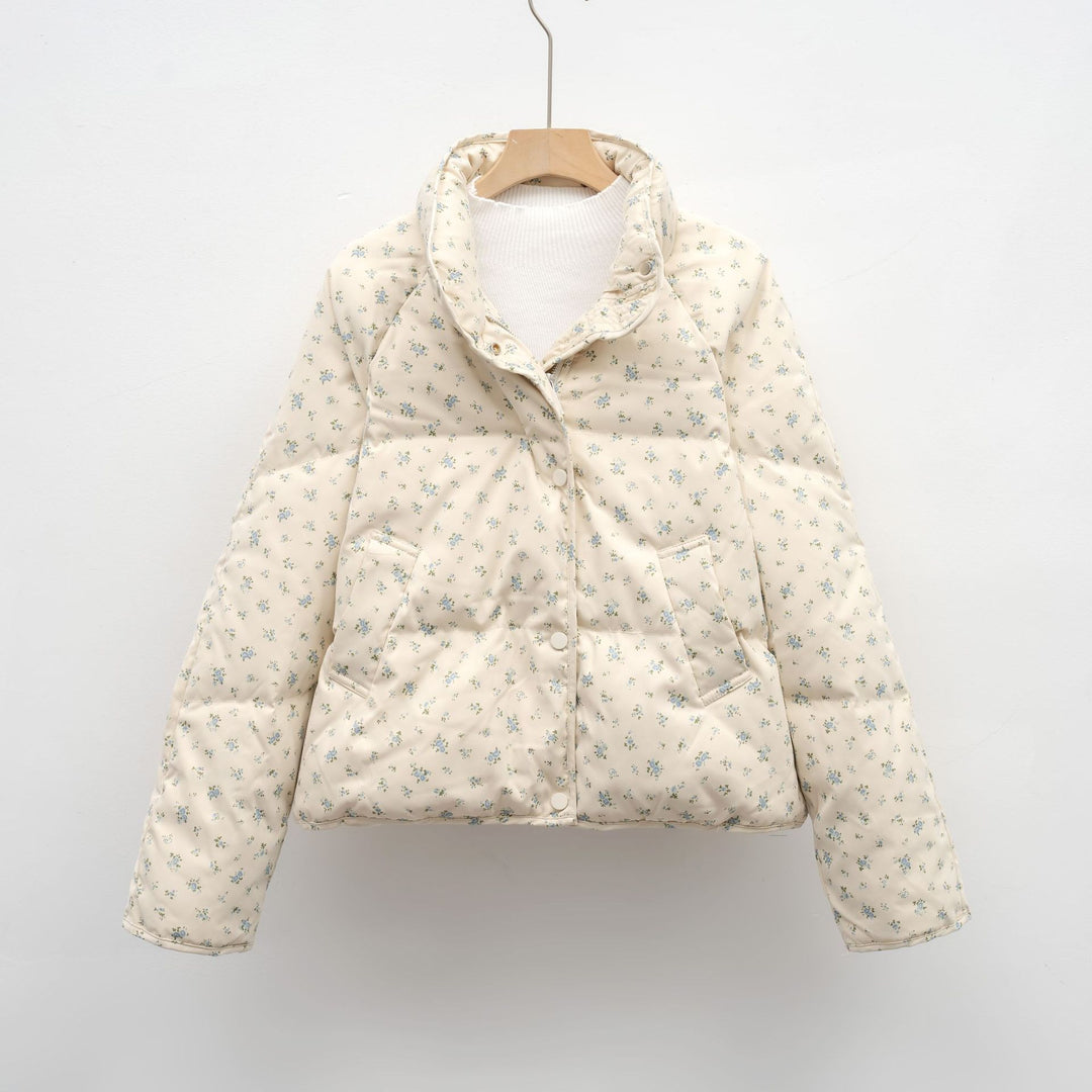 Damen voluminöse Steppjacke mit floralem Design und praktischen Taschen Mirla-Eva Jonsson