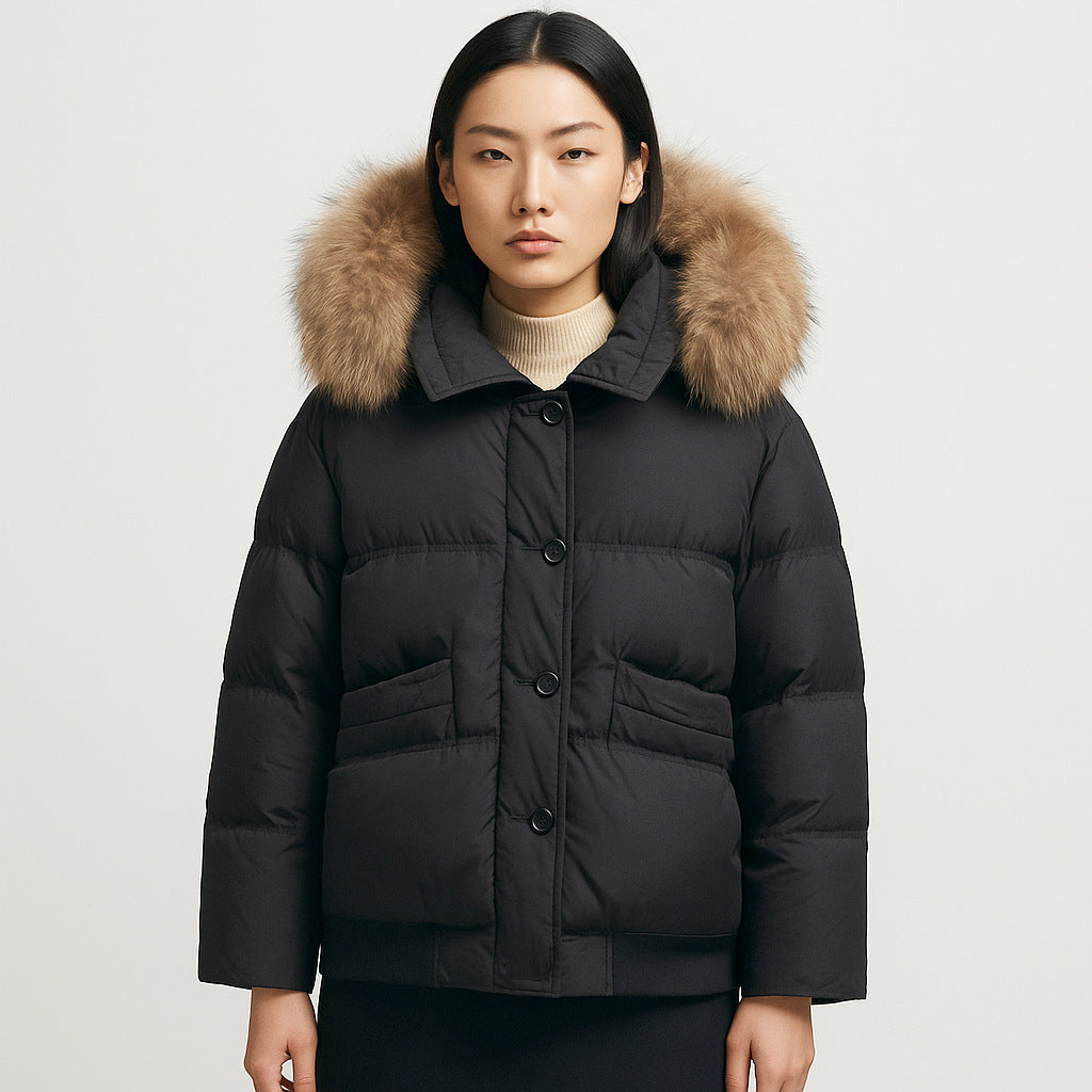 Damen warme Winterjacke mit abnehmbarem Fellkragen Eva Jonsson-Eva Jonsson