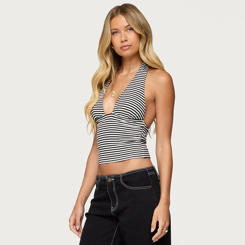 Damen wrap bikini top with refined halter design and striped pattern Mirla-Eva Jonsson