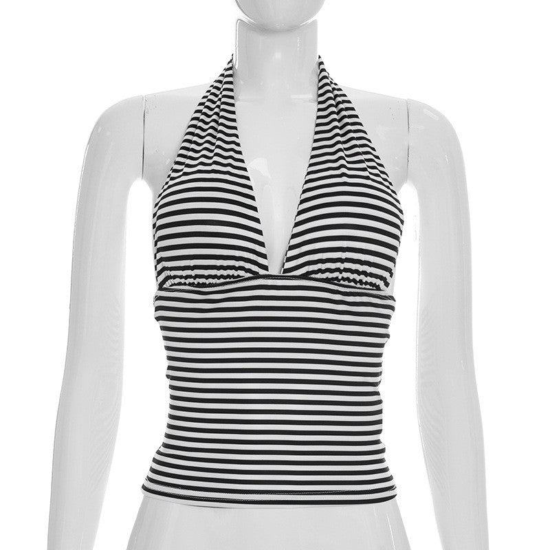 Damen wrap bikini top with refined halter design and striped pattern Mirla-Eva Jonsson