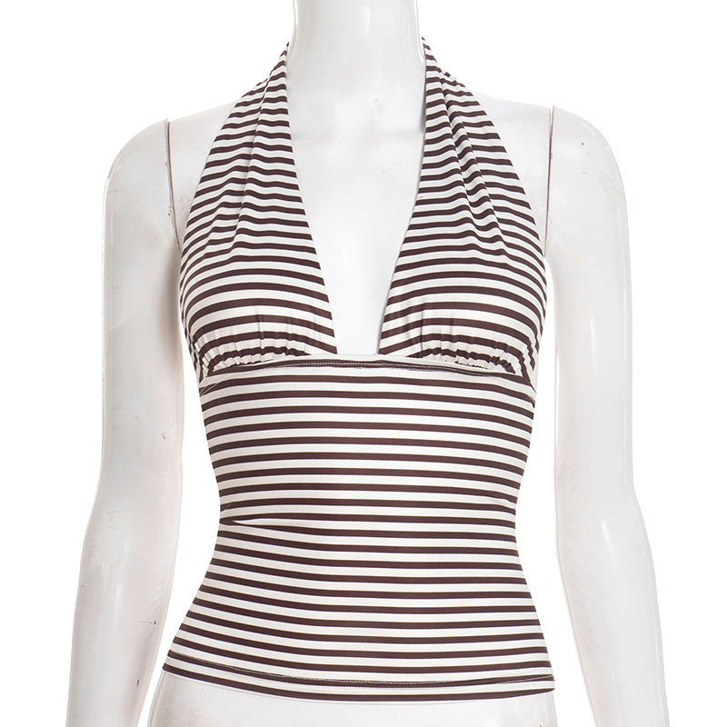 Damen wrap bikini top with refined halter design and striped pattern Mirla-Eva Jonsson