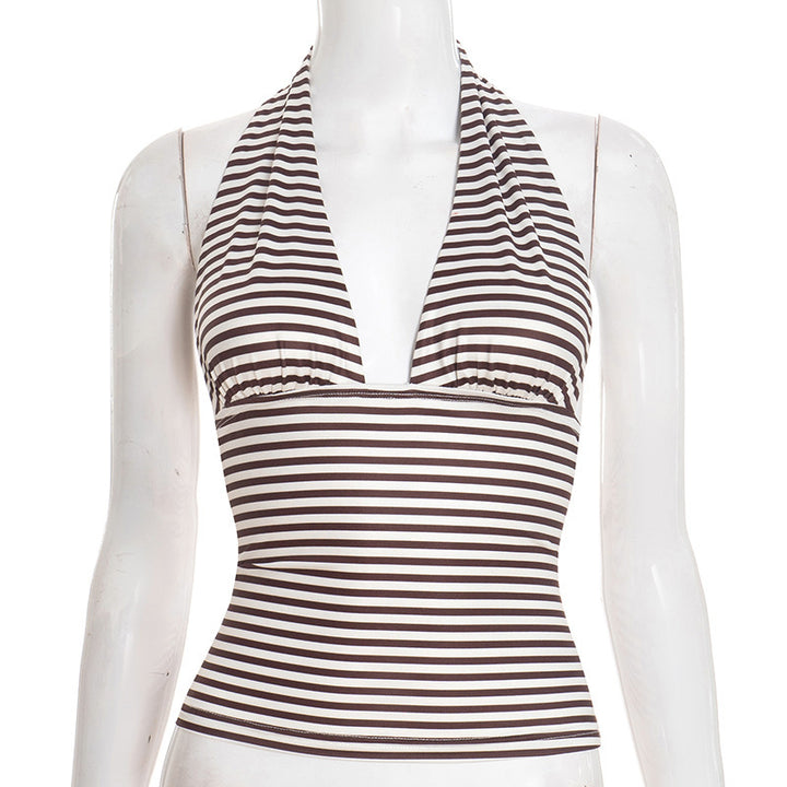 Damen wrap bikini top with refined halter design and striped pattern Mirla-Eva Jonsson