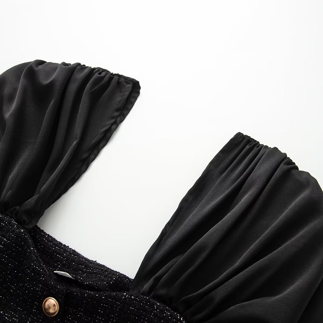 Damen wrap blouse with voluminous puff sleeves and decorative button details Mirla-Eva Jonsson