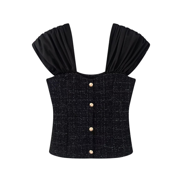 Damen wrap blouse with voluminous puff sleeves and decorative button details Mirla-Eva Jonsson