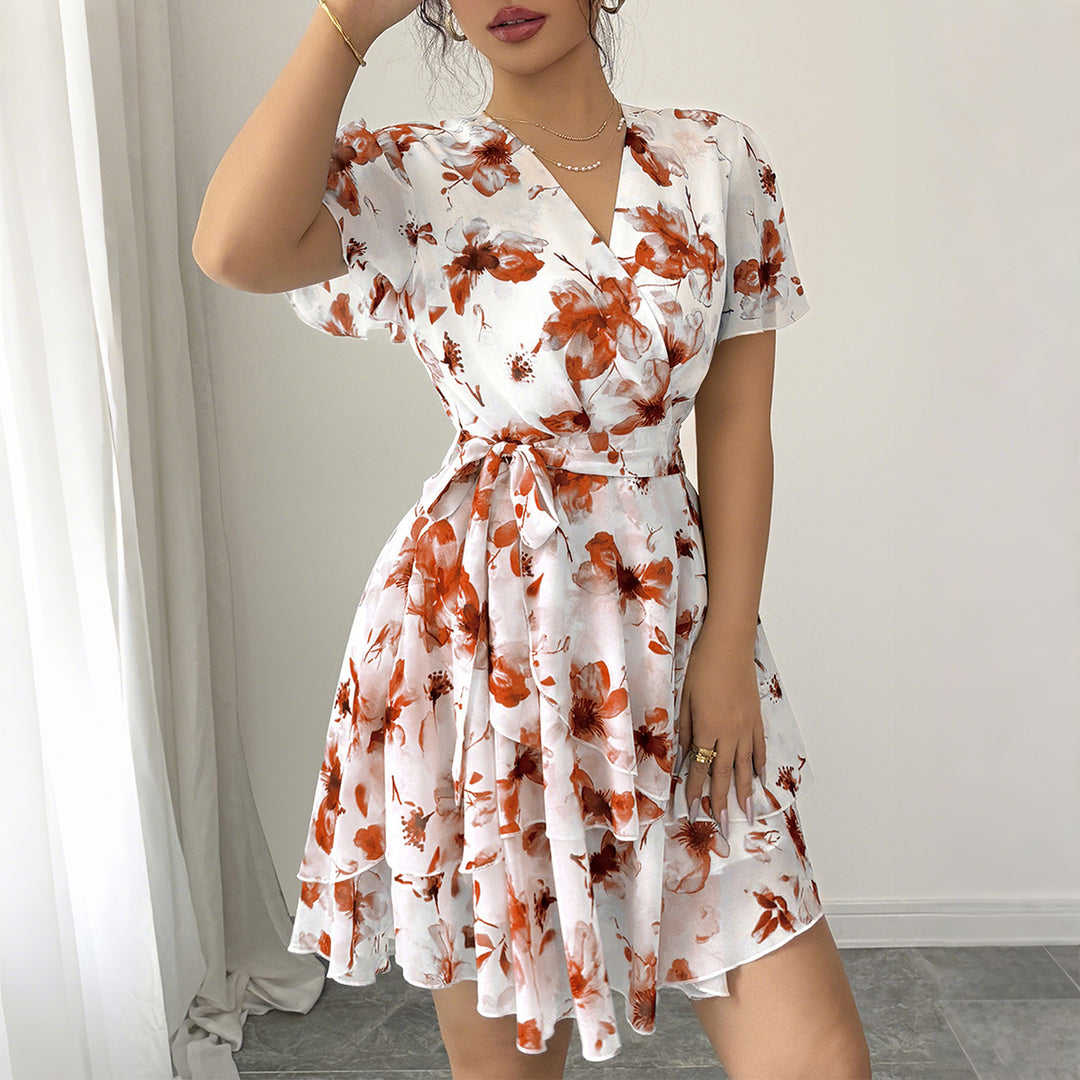 Damen wrap dress with floral pattern and flared skirt Mirla-Eva Jonsson