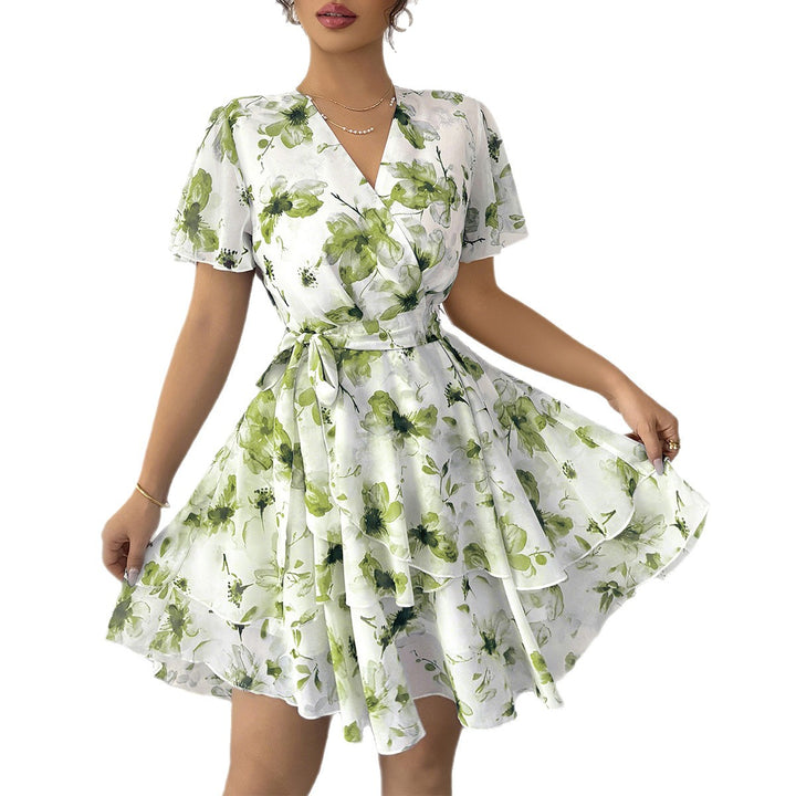 Damen wrap dress with floral pattern and flared skirt Mirla-Eva Jonsson