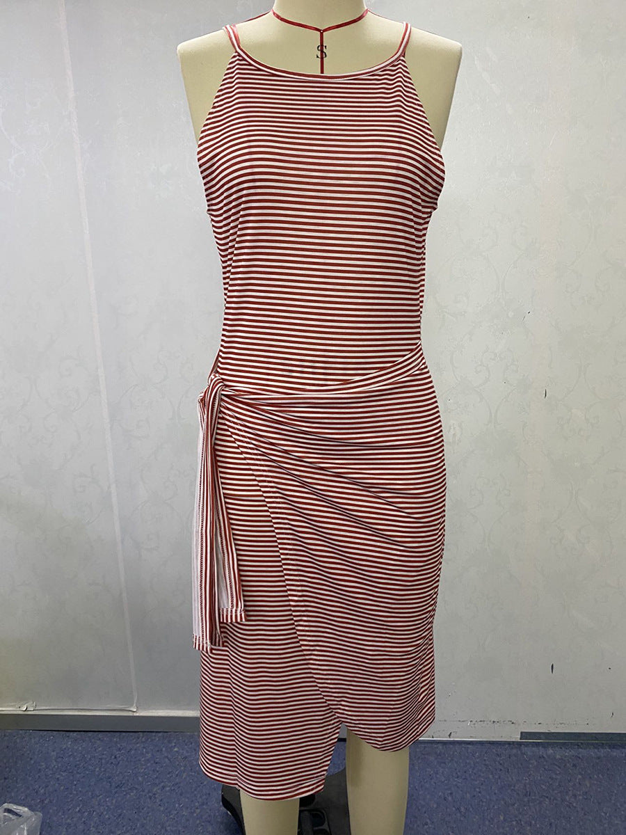 Damen wrap dress with striking striped pattern and fitted silhouette Mirla-Eva Jonsson
