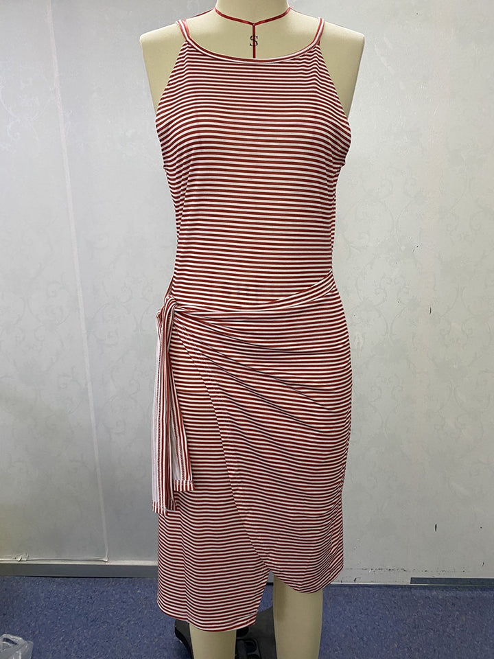 Damen wrap dress with striking striped pattern and fitted silhouette Mirla-Eva Jonsson