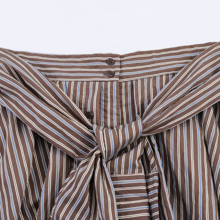 Damen wrap skirt with decorative tie belt and fine striped pattern Mirla-Eva Jonsson