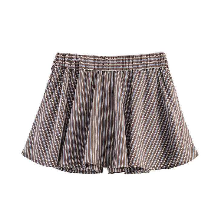 Damen wrap skirt with fashionable stripe pattern and decorative tie belt Mirla-Eva Jonsson