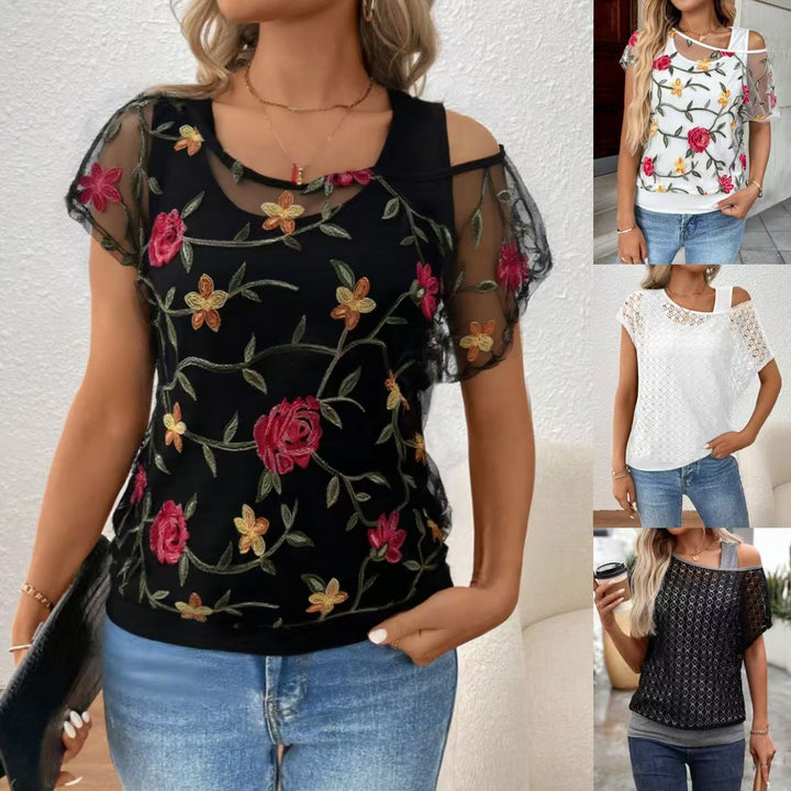 Damenblus med florala applikationer Mirla-Eva Jonsson