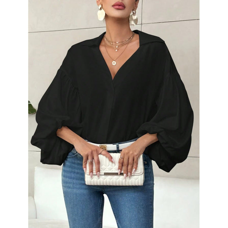 Damenbluse mit voluminösen Ballonärmeln und elegantem Kragen Mirla-Eva Jonsson