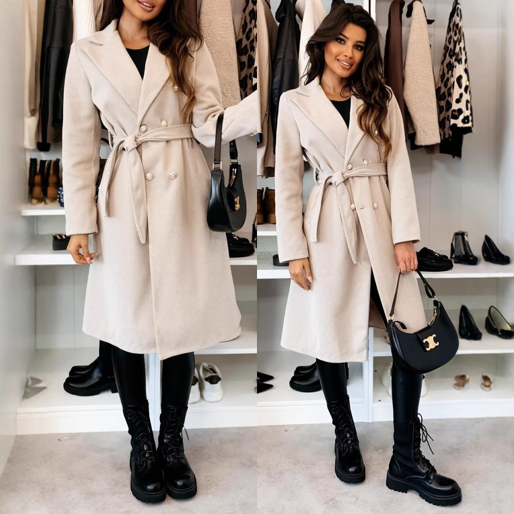 Damenkappa Elegant trenchcoat med justerbart bälte och dubbelknäppning Eva Jonsson-Eva Jonsson