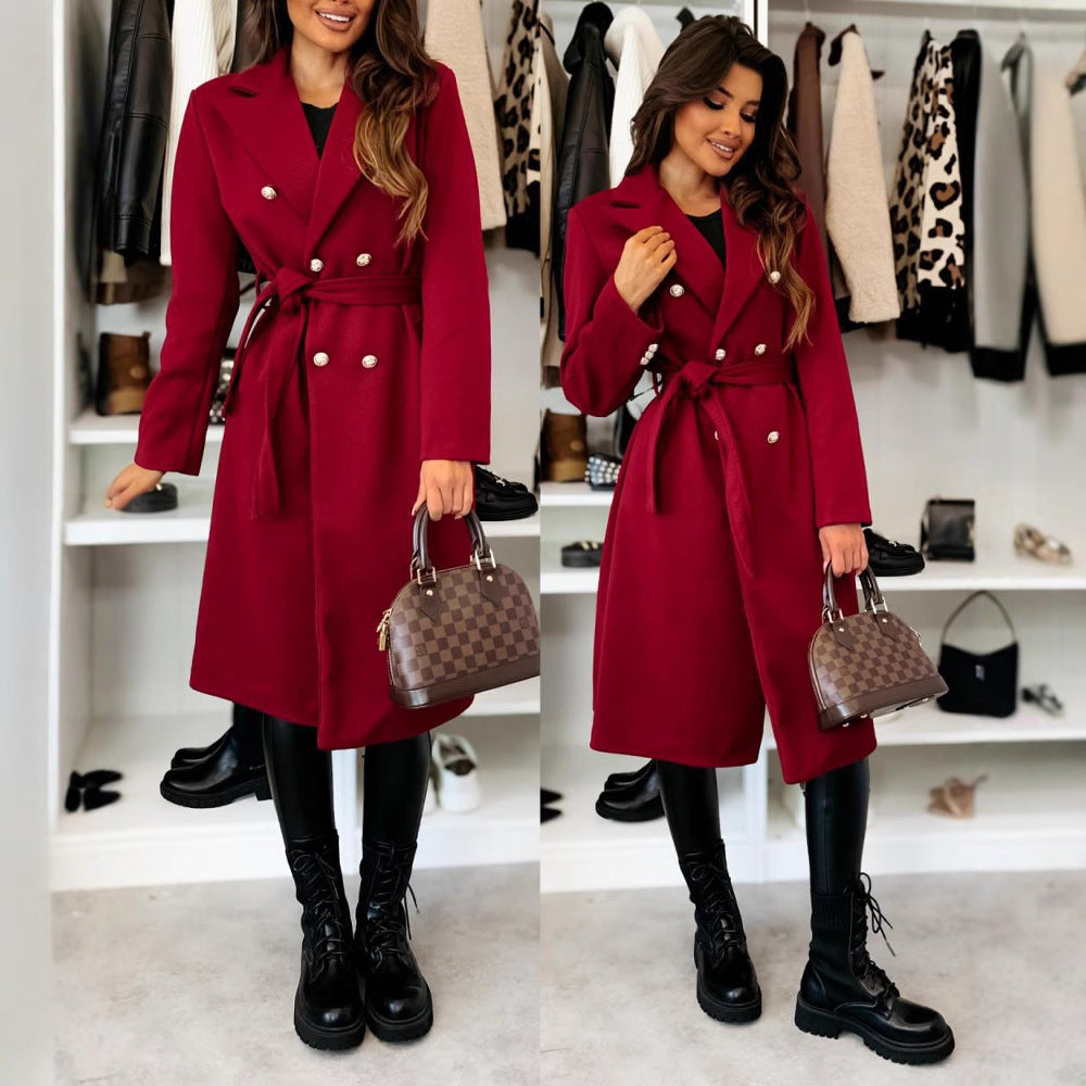 Damenkappa Elegant trenchcoat med justerbart bälte och dubbelknäppning Eva Jonsson-Eva Jonsson