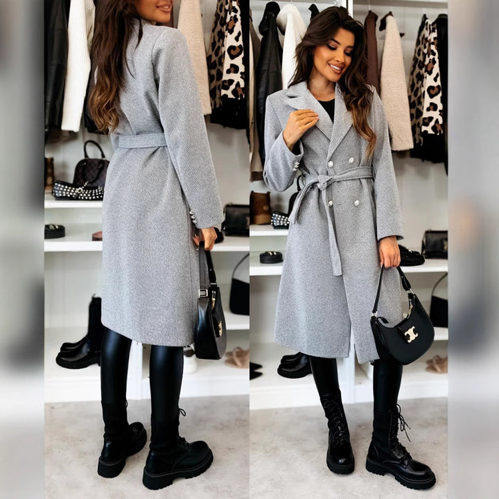 Damenkappa Elegant trenchcoat med justerbart bälte och dubbelknäppning Eva Jonsson-Eva Jonsson