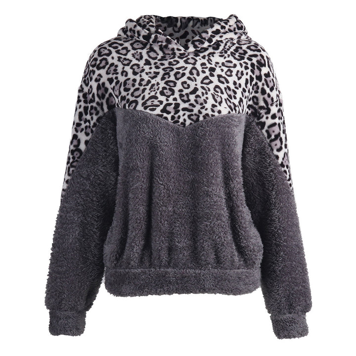 Damens Bekväm Teddy-tröja med huva och leopardmönster Eva Jonsson-Eva Jonsson