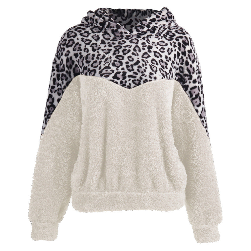 Damens Bekväm Teddy-tröja med huva och leopardmönster Eva Jonsson-Eva Jonsson